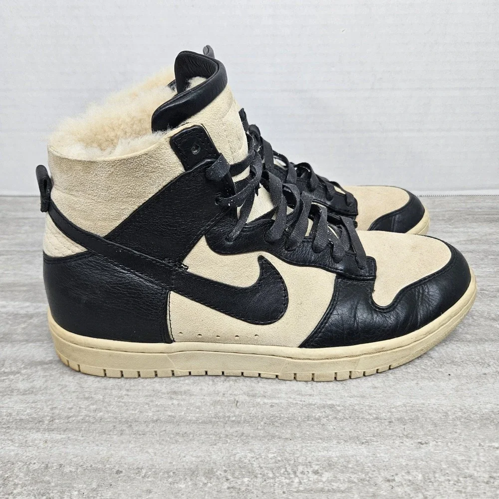Nike Dunk High‎ Lux SP Sherpa Sneaker Shoes US 9 744301-002 Black Beige